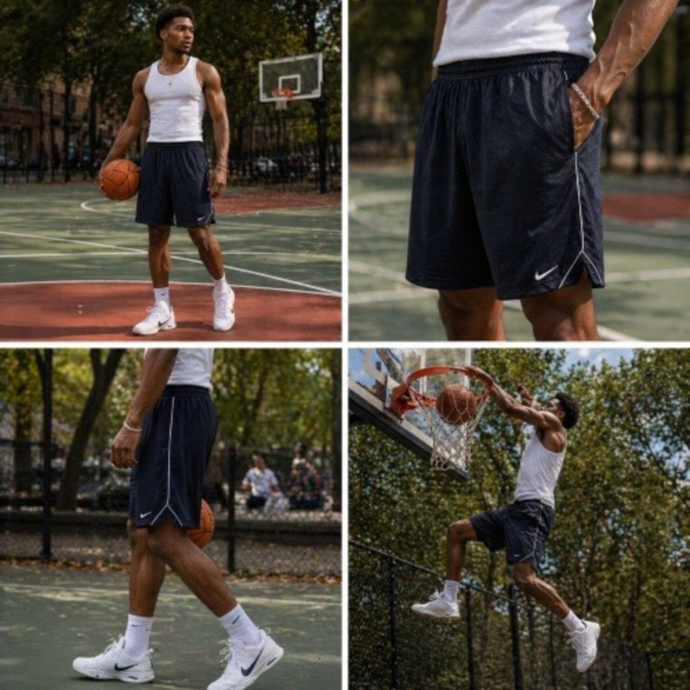 Nike Mens Basketball Shorts Swoosh Athletic Gym Dazzle Shiny Silky Baggy L 34x12